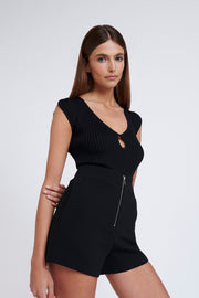 Azalia Ribbed Knit Top | Final Sale - Black