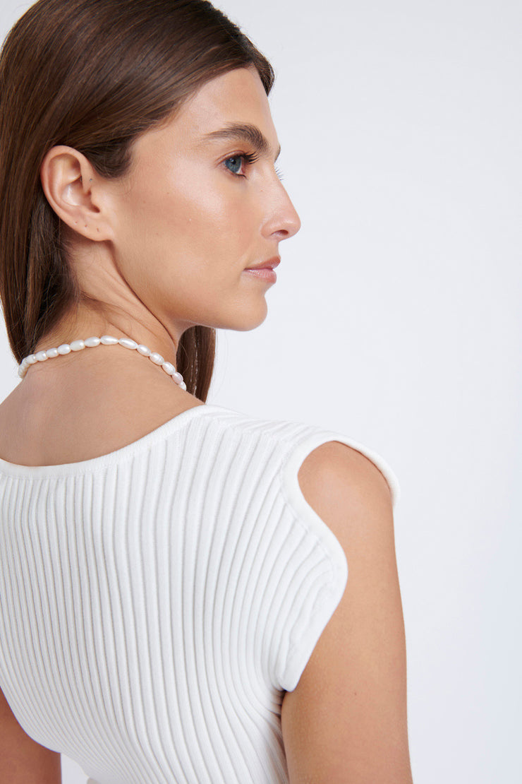 Azalia Ribbed Knit Top | Final Sale - Ivory