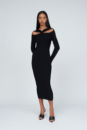 Cable Twist Knit Dress | Final Sale - Black