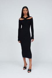 Cable Twist Knit Dress | Final Sale - Black