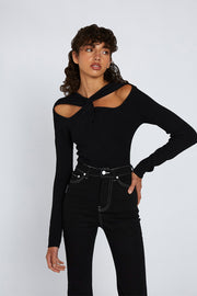 Cable Twist Knit Top | Final Sale - Black