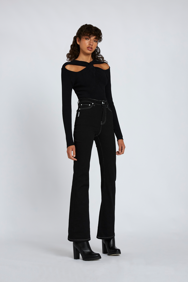 Cable Twist Knit Top | Final Sale - Black