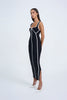 Calina Contrast Knit Midi Dress - Black