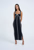 Calina Contrast Knit Midi Dress - Black