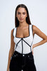 Calina Contrast Knit Top - White Black