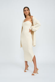 Cashmere Cotton Strapless Midi Dress | Final Sale - Butter Cream