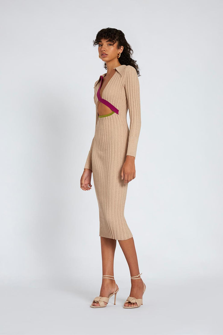 Caylee Cut Out Knit Dress | Final Sale - Latte