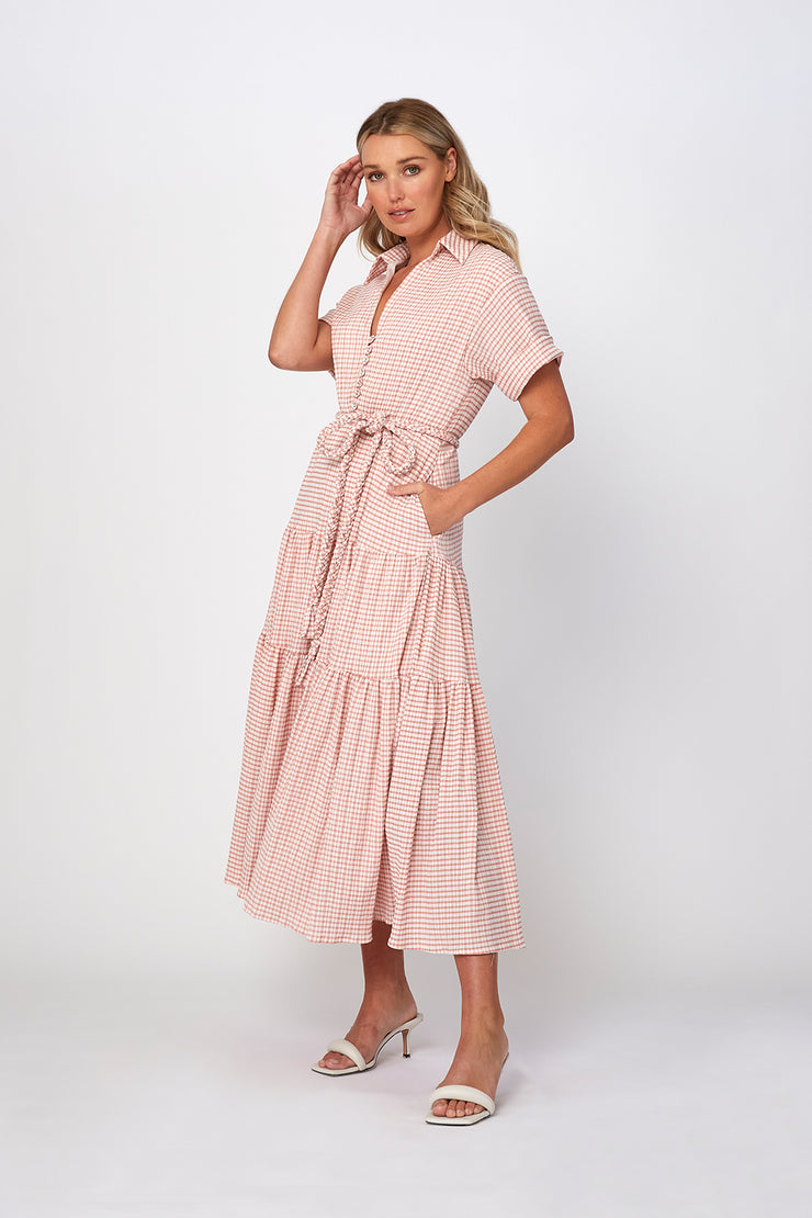 Patricia Tie Dress | Final Sale - Pink White