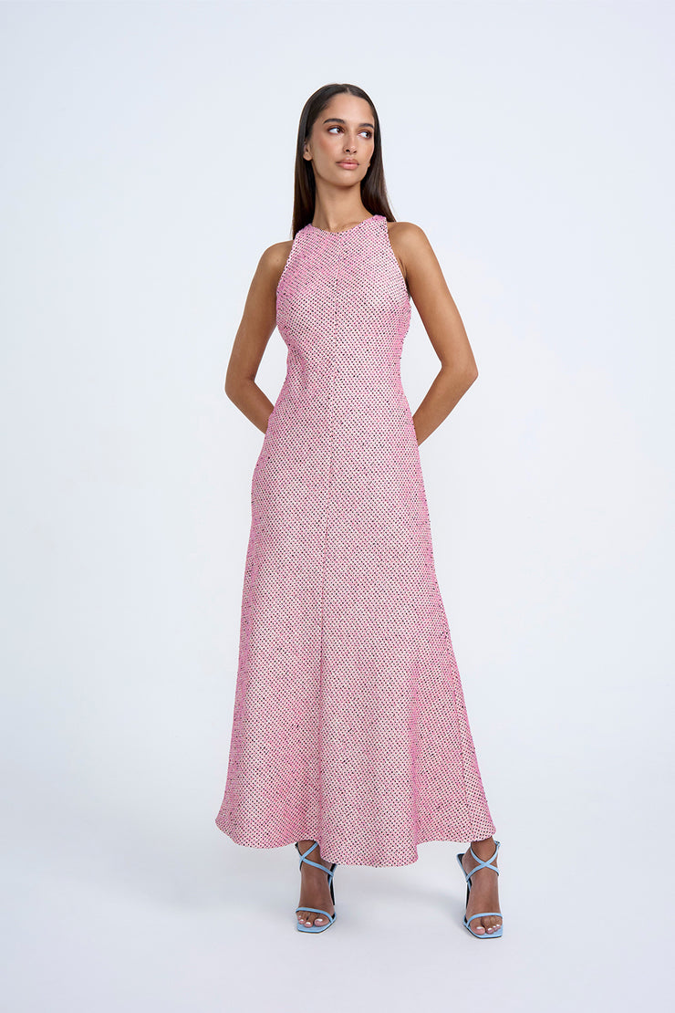 Cherry Tweed Dress | Final Sale- Pink