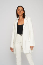 Contrast Linen Jacket | Final Sale - White