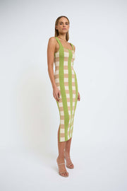 Cora Check Knit Midi | Final Sale - Bone Mint