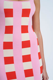 Cora Check Knit Midi | Final Sale  - Multi Pink White