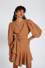 Crush Wrap Dress | Final Sale - Tan