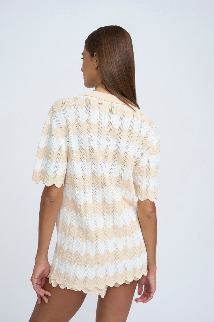 Elba Stripe Knit Shirt| Final Sale  - Neutral Stripe