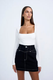 Elsie Sleeve Rib Top - Ivory