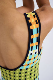 Eve Grid Scoop Back Midi Dress | Final Sale  - Green Multi