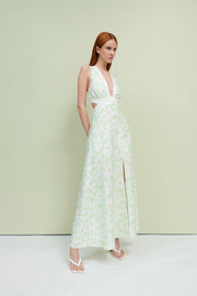Fleur Tie Back Midi Dress | Final Sale - Lime Floral