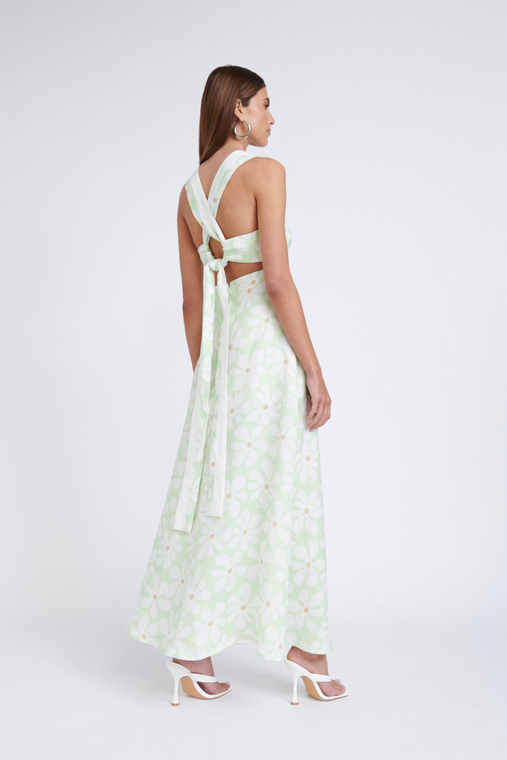 Fleur Tie Back Midi Dress | Final Sale - Lime Floral