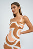 Geo Maze Mesh Midi Dress | Final Sale  - Brown Ivory Orange