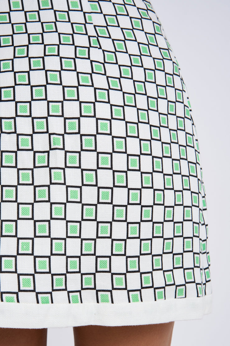 Gia Grid Mini Skirt | Final Sale  - Green Ivory Black
