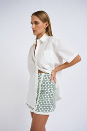 Gia Grid Mini Skirt | Final Sale  - Green Ivory Black