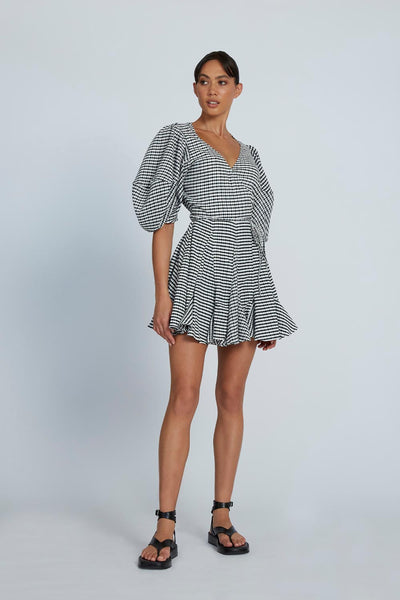 Grid Wrap Mini Dress | Final Sale - Black White