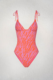 Tie Top One Piece | Final Sale - Neon Zebra