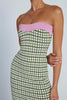 Isabella Check Strapless Knit | Final Sale - Army Pink