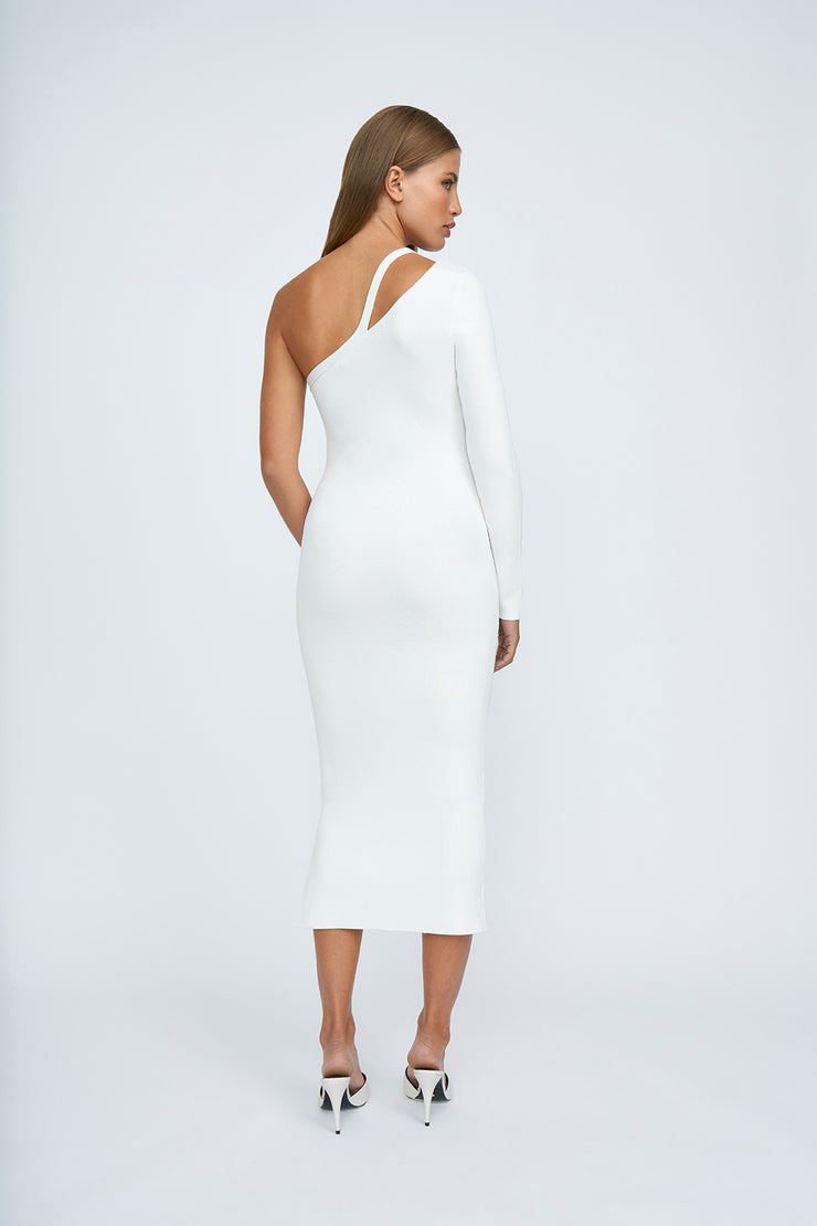 Kaitlyn One Sleeve Knit Midi Dress | Final Sale - Ivory
