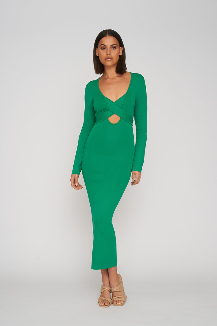 Kia Cross Body Midi Dress | Final Sale - Green