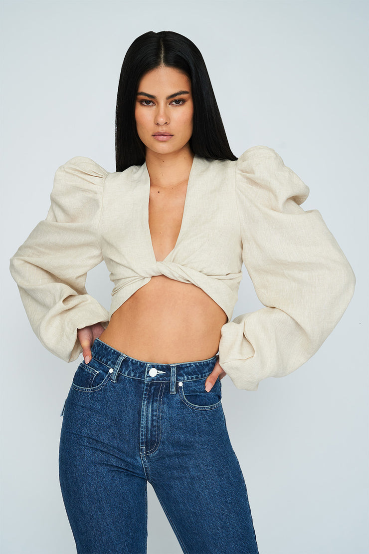 Lena Linen Twist Top | Final Sale