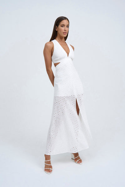 Lennon Anglaise Tie Back Midi | Final Sale  - Ivory