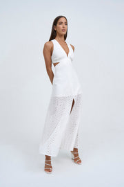 Lennon Anglaise Tie Back Midi | Final Sale  - Ivory