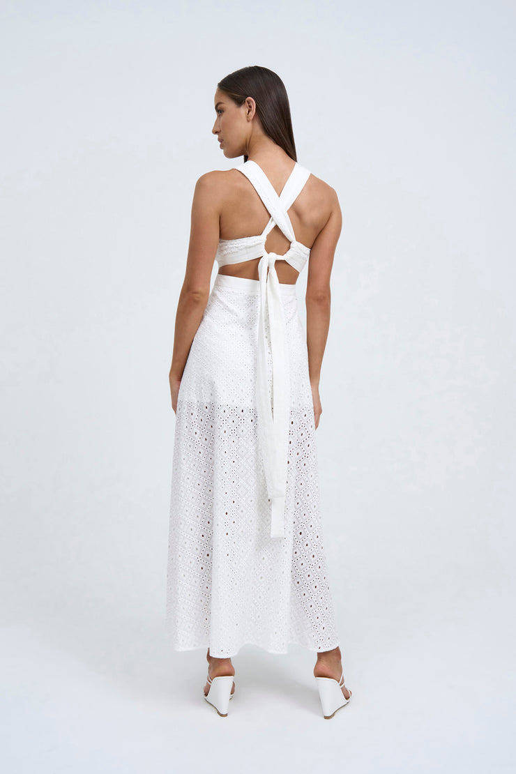 Lennon Anglaise Tie Back Midi | Final Sale  - Ivory