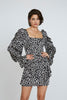 Lenny Frill Wrap Mini Dress | Final Sale - Black White Leopard