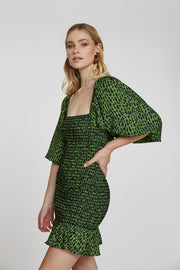 Lime Skin Leopard Mini Dress | Final Sale - Green