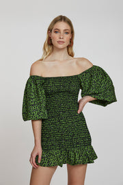 Lime Skin Leopard Mini Dress | Final Sale - Green