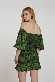 Lime Skin Leopard Mini Dress | Final Sale - Green