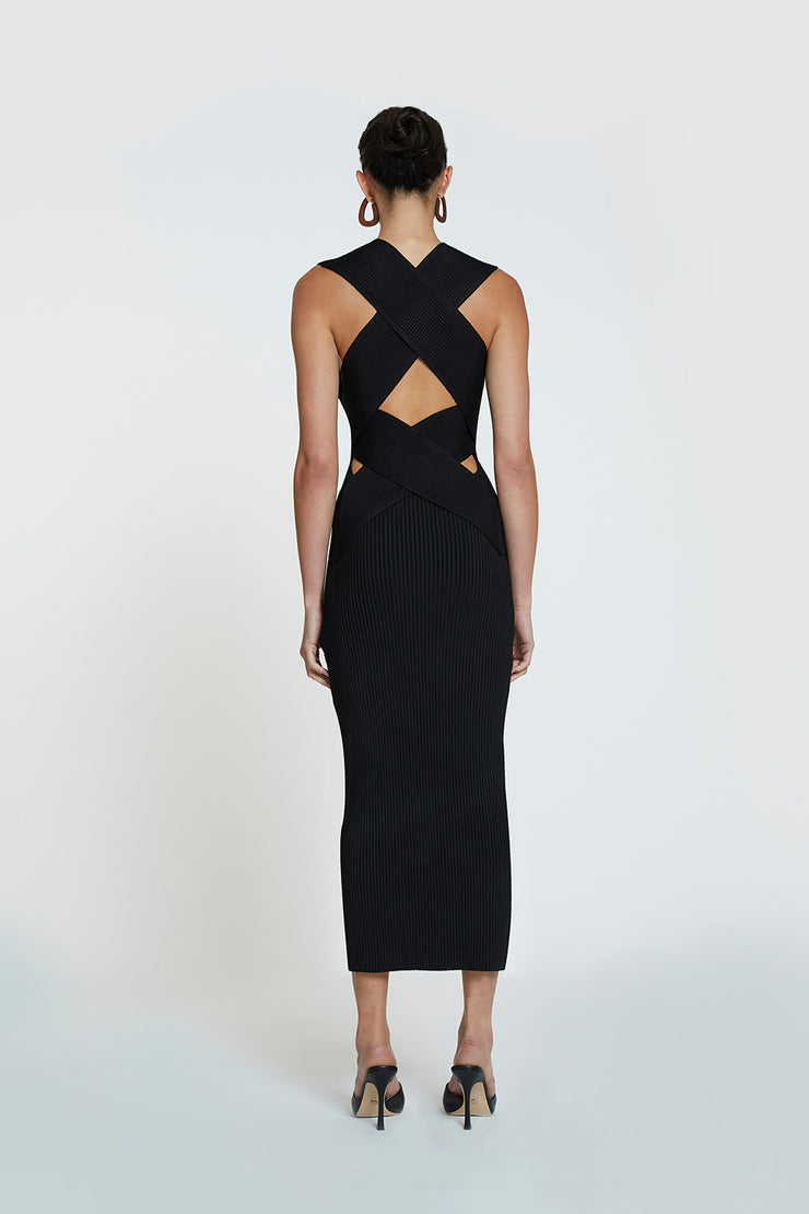 Leora Latice Knit Midi | Final Sale - Black