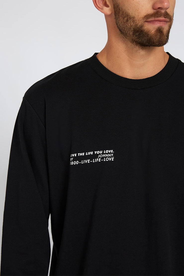 Live Life Long Sleeve Tee - Black