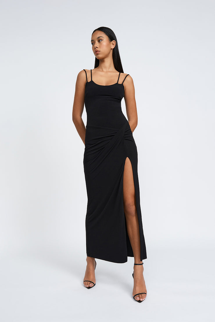 Loop Back Split Dress | Final Sale - Black
