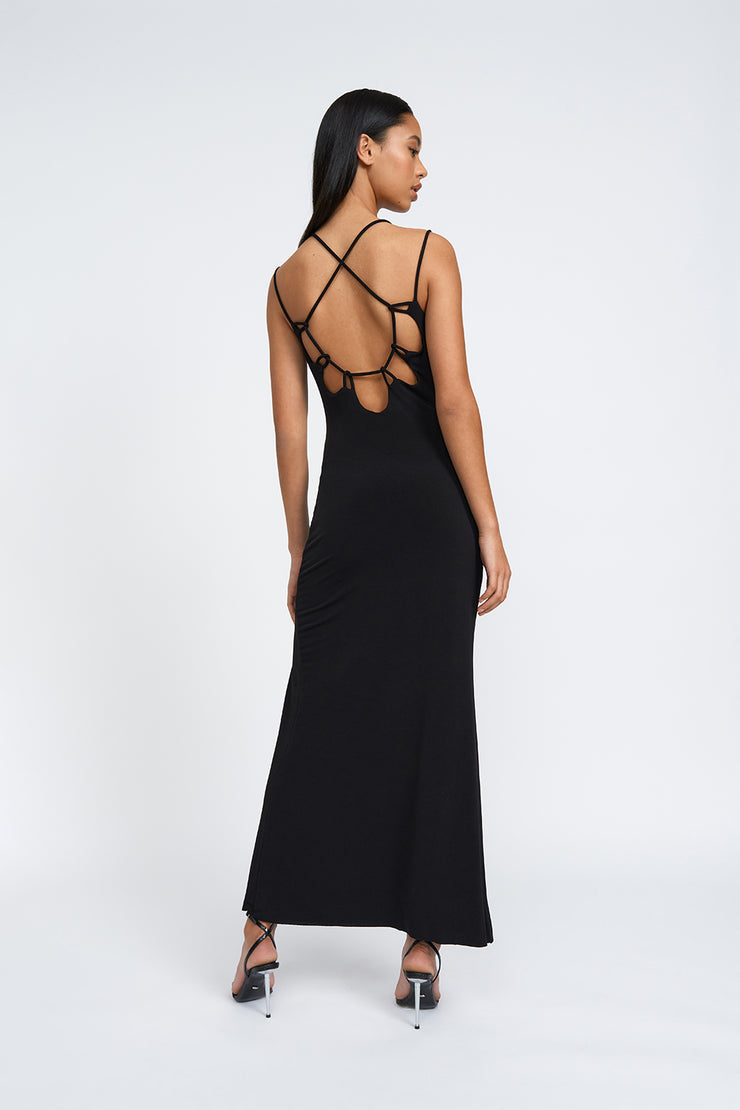Loop Back Split Dress | Final Sale - Black