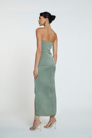 The Lotus Strapless Dress | Final Sale - Sage