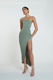 The Lotus Strapless Dress | Final Sale - Sage