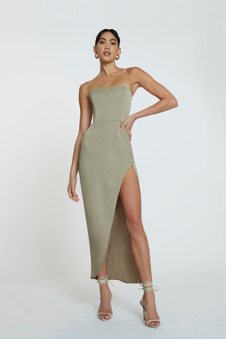 The Lotus Strapless Dress | Final Sale - Taupe