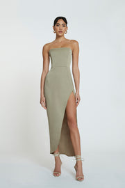 The Lotus Strapless Dress | Final Sale - Taupe
