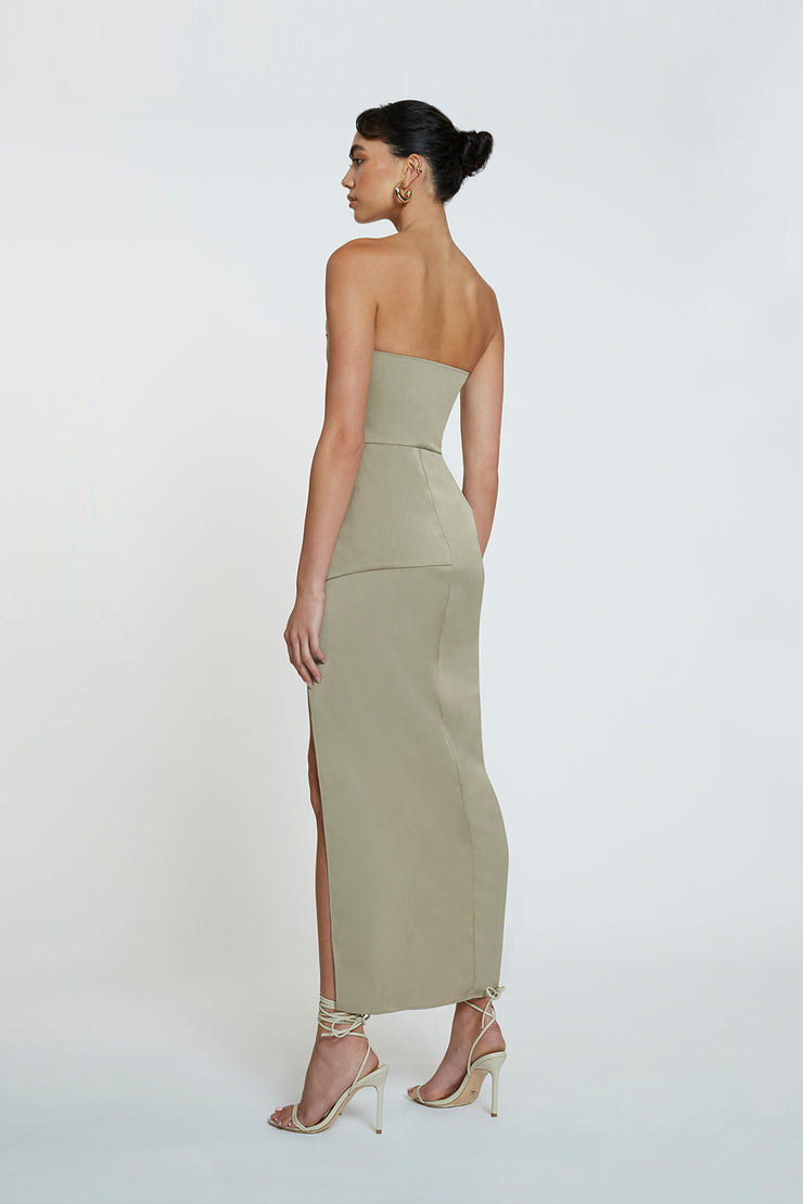 The Lotus Strapless Dress | Final Sale - Taupe