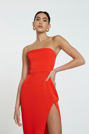 The Lotus Strapless Dress | Final Sale - Red