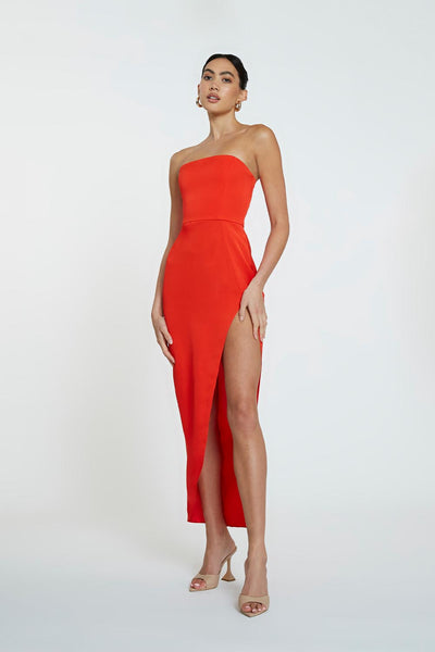 The Lotus Strapless Dress | Final Sale - Red