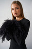 Miranda Feather Cuff Full Length Dress | Final Sale - Black